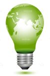 Green Lightbulb with World Map Print